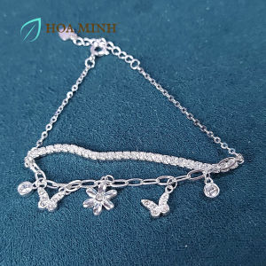 Lắc tay nữ bạc Ý kiểu dây xoàn 2 tầng 2.5 li phong cách thời thượng sang trọng os73203F Hoa Minh Gem