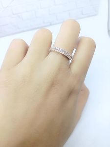 CINCIN PERAK ASLI SILVER 925 LAPIS EMAS/CINCIN LISTRING DOUBLE MATA PUTIH 2 BARIS/ASLI SILVER/FASHION WANITA