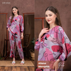 Oriana Sleepwear Piyama Long Sleeve Balon Aliana Series | Baju Tidur Jumbo Pajamas One Set
