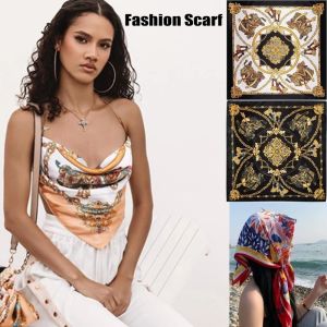 Fashion Scarf Ladies Large Square Scarf 90cm Imitation Silk Scarf Printed Shawl Thin Style For Women