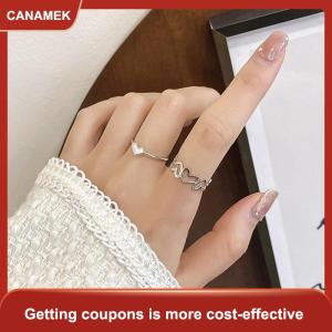 【CANAMEK】 2 chiếc nhẫn trái tim tình yêu rỗng thời trang nhẫn hình học cá tính nhẫn mở vòng Vòng chỉ số thích hợp nhẫn ngón tay trang sức thời trang Nhẫn quà tặng