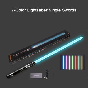 RGB Star Wars Lightsaber Aluminium Alloy Handle Rechargeable Light Saber LED Flashing 2-in-1 7/15-Color Force FX Dueling Saber Toys for Kids Costumes Toy Gift