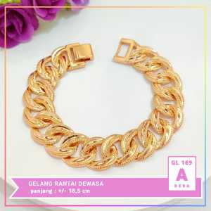 Nice Jewelry Gelang dewasa rantai tebal kombinasi permata perhiasan wanita lapis emas gold GL 169