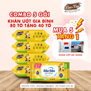Khăn ướt BB Bảo Bảo 120 tờ không cồn không mùi không Paraben không mùi cao cấp dành cho mẹ và bé