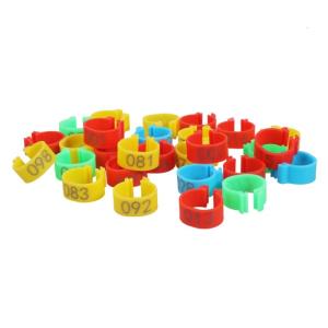 100 Pcs Colorful Bands Bird Leg Rings 16/20mm Numbered Bands for Quail Doves Finches Poultry Identification