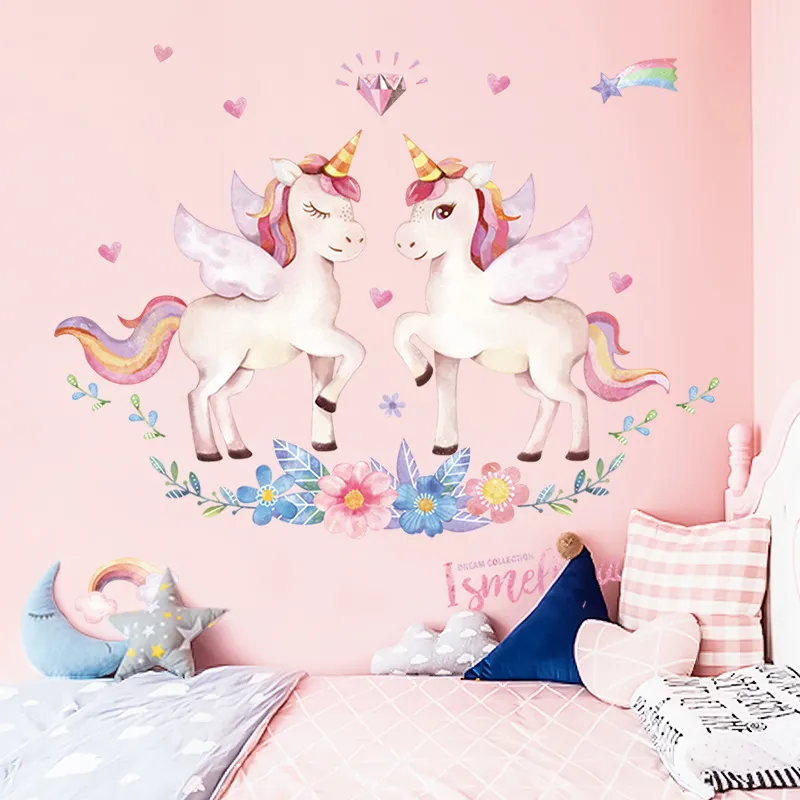 Wall Decal Girls Bedroom Unicorn Cartoon Unicorn Wall Stickers For