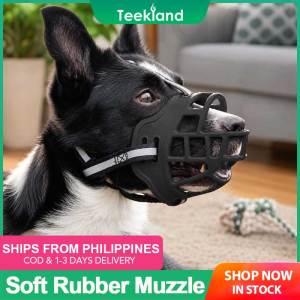 Teekland Soft Rubber Dog Muzzle for shih tzu Dog Muzzle Mouth Guard Anit-bite Reflective Breathable Puppy Mouth Cover Can Drink Water Adjustable Soft Silicone Stop Barking Chewing