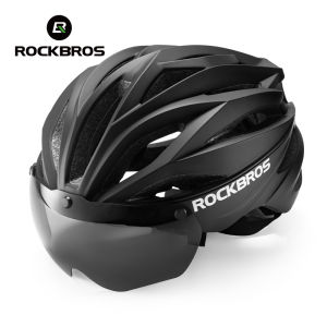 ROCKBROS Bicycle Helmet Aerodynamics Integrated Molding Bike Helmet Thickened Shell With Goggles Helmet Road Bike MTB Cycling Equipment