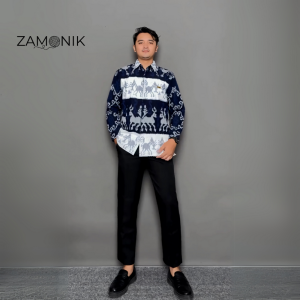 Baju Kondangan Tenun Etnik Pasangan Pria Wanita Safitri Terbaru Kekinian