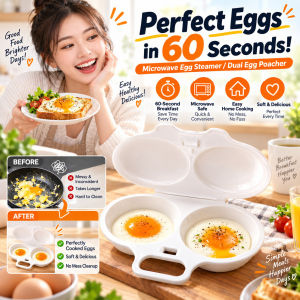 Microwave Egg Poacher/Round Shape Egg Steamer Kitchen Microwave Oven Cooking Mold Double Cup PP Egg Cooker Steamer Poacher Egg Tool/ortable With Lid Nonstick Egg Cup微波炉耐热双格蒸蛋盒