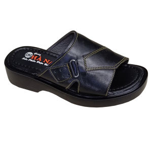 Dép Nam Quai Ngang Da Bò Thật HÀ NAM Đế Cao Dành Cho Người Thấp DNA2135