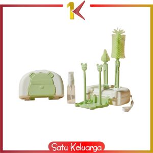 SK-C1069 Sikat Botol Susu Bayi 6IN1 dengan Rak Pengering Botol Portable / Set Bottle Brush + Drying