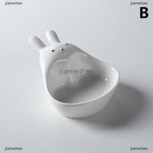 [COD] jiameitan จานชามเซรามิคสามมิติลายกระต่ายการ์ตูนน่ารักสุดๆจานชามใส่อาหารกระต่ายขาว