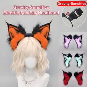 MUSASI Fluffy Electric Fox Ear Headband Detachable Rechargeable Gravity-Sensitive Ear Headband Fashion Motorized Movement Movable Cat Ears Anime Accessories