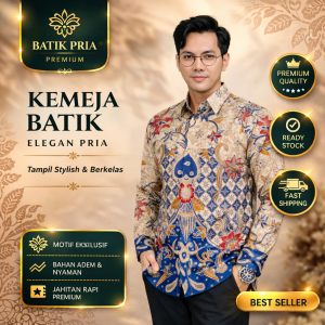 Batik Sang Bintang Motif Rengganis Larasati Kemeja Batik Pria Slimfit Full Furing Bahan Premium