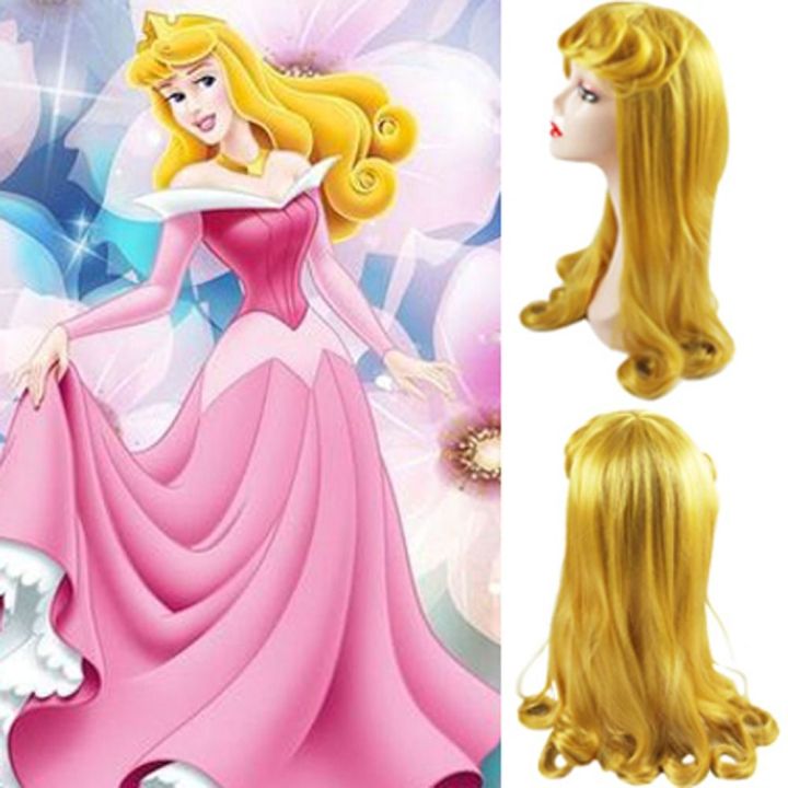 Sea Goat Golden Aurora Cosplay Wig Princess Curly Bangs Long Wavy Wig Hair Extensions Fluffy