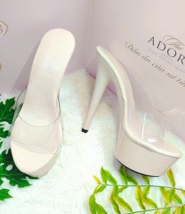 Guốc cao gót nữ guốc nữ quai trong guốc nữ gót nhọn cao 15p đúp nữ cao gót