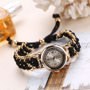 New Creative Watch Womens Braided Telescopic Rope Bracelet Bangle Watch