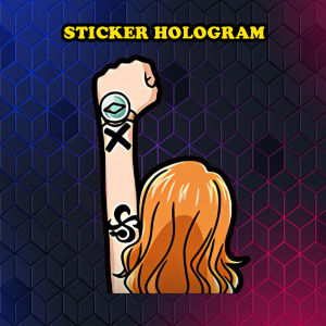 Stiker Hologram Nami One piece ukuran 8 cm