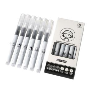 6 cái Bút mực gel Bút ngòi nước bút ký bút gel mực đen đặt 0.5 mét bút viết bút chứa dung dịch thẳng