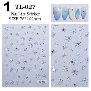 Winter Snowflake Christmas Nail Art Sticker 5D Shiny Rhinestone Embossed Relief Adhesive Nail Charm Nail Art Decoration Sticker H260729