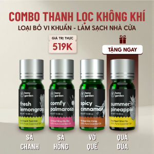 Combo 4 Chai Tinh Dầu 10mL Xông Thơm Phòng Thiên Nhiên Ngủ Ngon Giảm Stress Làm Sạch Không Khí HENY GARDEN