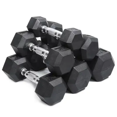 🇸🇬🔥Ready stock🔥Rubber Coated Hexagon Dumbbell (From 1kg to 40kg In Pairs)