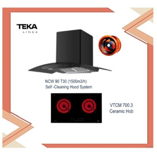 Teka NCW 90 T30 Stainless Steel Hood (Self Cleaning Hood System) 1500m3