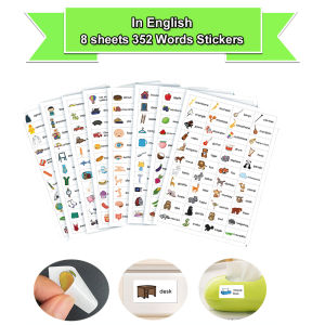 Sentences Stickers Family Scene Daily Life Sight Words Common Chinese Sticky Notes Speaking Practice Parent-child Interaction Enlightenment English Early Learning Educational Toys Instruction Self Adhesive Label for Children Kids Toddlers