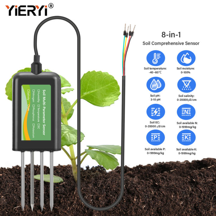 Yieryi 8-trong-1 đất cảm biến RS485, độ ẩm đất kỹ thuật số Ph Ec NPK độ ...