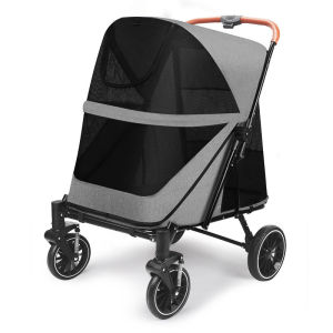 【SG Seller】Medium/ Large Dog Stroller Pet Trolley Foldable Large Cat Stroller Cart Travel Trolley Outdoor Up to 55kg