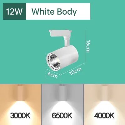 CANMEIJIA 3 colors Led Track Lights 12W 20W 30W 40W 85V-265V COB Track Lamp Rail Spotlights Lighting Fixture Black/White Led Spots Lights for Home Lighting Store