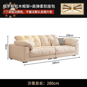 Cream Wind Fabric Sofa Living Room Small Household Light Luxury Technology Fabric Household Straight Cloud Sofa