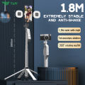 TNW S30 Four Corners Selfie Stick Tripod with Bluetooth Remote 360°Rotation with fill light Compatible IOS/Android/GoPro for Video Vlogging. 