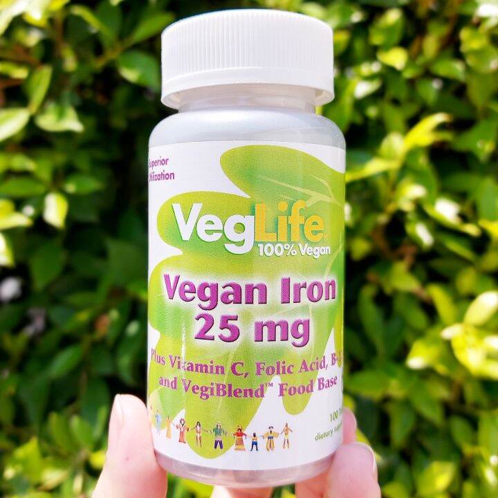 ธาตุเหล็ก Vegan Iron 25 Mg 100 Tablets (VegLife®) เพิ่ม B9, B-12 และ ...