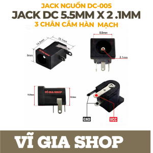 Jack Nguồn DC-005 Kích Thước 5.5mm x 2.1mm Loại 3 Chân Hàn Bo Mạch - Linh Kiện Chế Cháo Đóng Pin Loa Bluetooth DIY - Vĩ Gia Shop