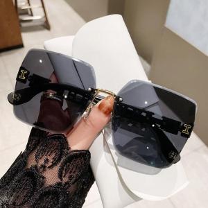 JN IMPRESSION New Large Frame Colorful Frameless Street Shooting Internet Celebrity Style Sunglasses Driver Sun Visor