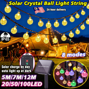 🔥READY STOCK🔥 Solar Crystal Ball lights Bulbs Garden Decoration light Raya Lampu Solar Fairy String Lights