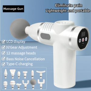 ALLTOU LCD Portable 12 Head Massage Gun 6 Speeds With 12 Heads Massager Electric Fascial Gun Muscle Relaxation Pain Relief Silent Vibration