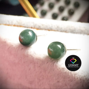 ของแท้ 100% ต่างหูหยกเจไดท์ สีเขียวเข้ม นำพาโชคลาภ กำไรเงินทอง ต่างหูหยกแท้ 100% หยกพม่า Jadeite Type A