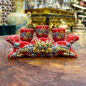 Kỷ Thờ Cúng Men Đỏ Đắp Nổi Bát Tràng Cao Cấp - Kỷ 5 chén Kỷ 3 chén chén lẻ - Chén Nước Thờ Cúng Gia Tiên Thần Tài Thổ Công