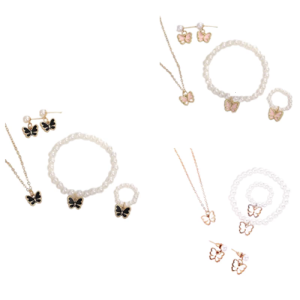 Bộ ngọt ngào với mặt dây chuyền bướm cô gái Charming Mặt dây chuyền bướm và Ngọc trai đặt cho trang phục hàng ngày ngày