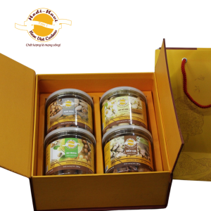 [Quà Tết] 4 Hũ hạt dinh dưỡng sang trọng hạt điều hạt dẻ macca hạnh nhân bơ