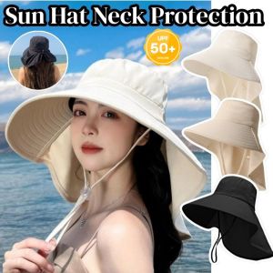 Korean Summer Sun Hats Large Brim Solid Color UV Protection Shawl Hats Beach Camping Hat
