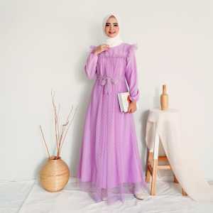 (REALPICT) GAMIS Kondangan PESTA MAXI DRESS SIERA Moscrepe Tile Dot
