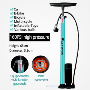 WEST BIKING 160 PSI High Pressure Bicycle Floor Pump Barometer Cycling Air Pump Inflator Bike Accessories MTB Road Bicycle Pump