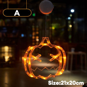 WEFILM Halloween Window Light Halloween Decorations Orange Pumpkin Ghost Bat Halloween Window Lights with Suction Cup Indoor Lights Lamp