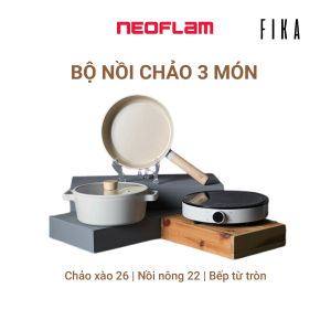 [Hàng chính hãng] Bộ 3 món nồi chảo bếp từ Neoflam Fika Hàn Quốc. (Bao gồm: 01 nồi nông 22cm 01 chảo sâu 26cm 01 bếp từ đơn). Hàng có sẵn giao cho đơn vị vận chuyển trong ngày