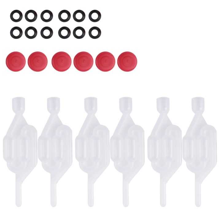 Brew Airlock Kit Plastic Wine Airlock 6 Airlocks and 12 Sealing Rings