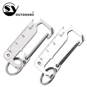 สแตนเลส Keyfob 9 ใน 1 มินิ EDC เครื่องมือ Keyfob กลางแจ้งมัลติฟังก์ชั่ Keyfob มีด